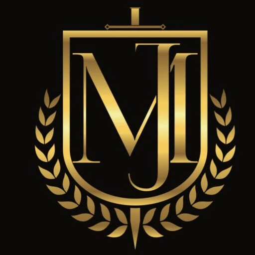 Monograma MJ em dourado